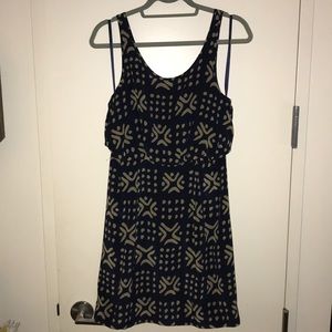 Silk navy and gold dress